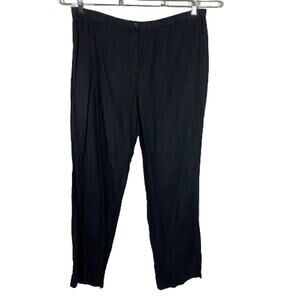JM Collection 100% Linen Pants Black Tapered Leg Sz 16 Petite